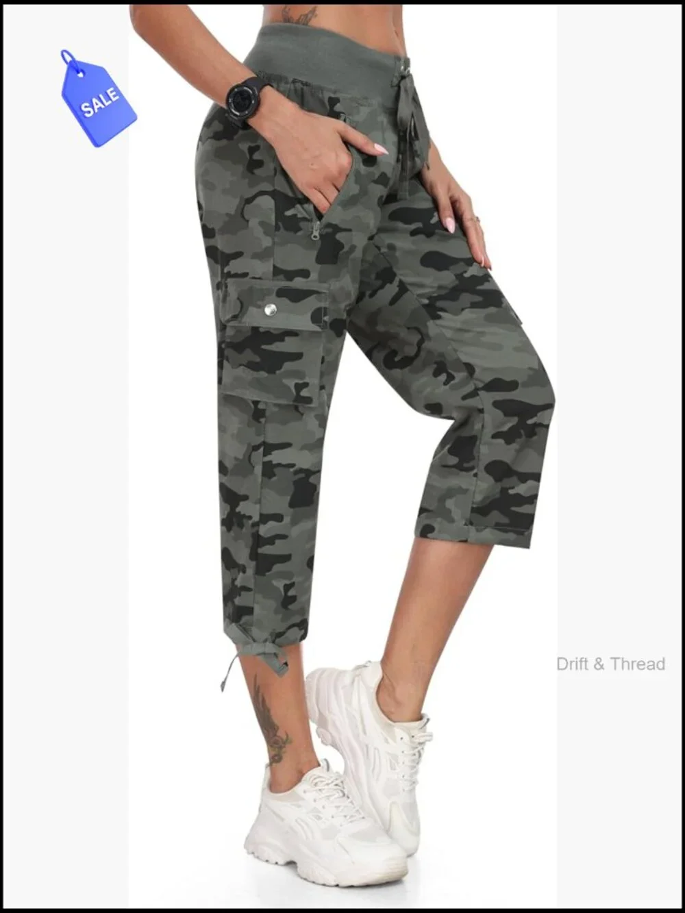 Women's Cargo Capris Pants Loose Fit Hiking Quick Dry Travel Summer